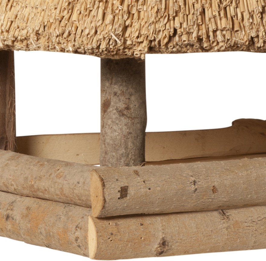 Hiss Reet Vogelhaus Futterhaus mit Reetdach eckig